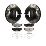 Rear Drilled Slot Brake Rotor Ceramic Pad Kit For Ford F-450 Super Duty F-550 IC