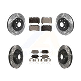 Front Rear Coat Drill Slot Disc Brake Rotor Ceramic Pad Kit For Chevrolet Camaro