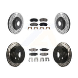 Front Rear Coated Drill Slot Disc Brake Rotor Ceramic Pad Kit For Subaru Impreza