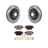 Rear Coated Drilled Slotted Disc Brake Rotors Ceramic Pad Kit For Volkswagen GTI