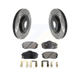 Front Drill Slot Disc Brake Rotors Ceramic Pad Kit For Hyundai Tucson Sonata Kia