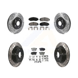 Front Rear Coated Drilled Slot Disc Brake Rotor Ceramic Pad Kit For Honda Accord