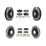 Front Rear Coated Drill Slot Disc Brake Rotor Ceramic Pad Kit For Hyundai Sonata