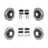 Front Rear Coat Drill Slot Disc Brake Rotor Ceramic Pad Kit For Hyundai Veloster