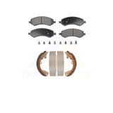 Front Rear Semi-Metallic Brake Pads & Drum Shoes Kit For Dakota Dodge Mitsubishi