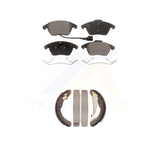 Front Rear Semi-Metallic Brake Pads & Drum Shoes Kit For Volkswagen Jetta Beetle