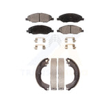 Front Rear Semi-Metallic Brake Pads & Drum Shoes Kit For 09-11 Nissan Versa 1.6L