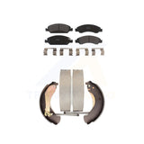 Front Rear Semi-Metallic Brake Pads & Drum Shoe Kit For Chevrolet Silverado 1500