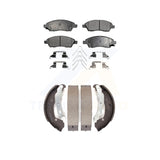 Front Rear Semi-Metallic Brake Pads & Drum Shoes Kit For Nissan Versa Note Micra