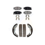 Front Rear Semi-Metallic Brake Pads & Drum Shoe Kit For 2003-2005 Hyundai Accent