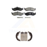 Front Rear Semi-Metallic Brake Pads And Drum Shoe Kit For Jeep Wrangler Cherokee