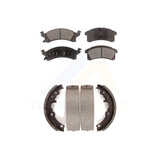 Front Rear Semi-Metallic Brake Pads Drum Shoe Kit For Chevrolet Cavalier Pontiac