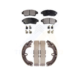 Front Rear Semi-Metallic Brake Pads & Drum Shoe Kit For Toyota Corolla Geo Prizm