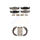 Front Rear Semi-Metallic Brake Pads Drum Shoes Kit For Ford E-150 Econoline Club