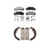 Front Rear Semi-Metallic Brake Pads & Drum Shoes Kit For Ford Ranger Mazda B3000