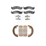 Front Rear Semi-Metallic Brake Pads Drum Shoes Kit For Dodge Ford Ram 2500 F-350