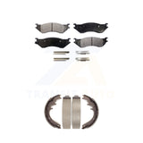 Front Rear Semi-Metallic Brake Pads Drum Shoes Kit For Ford F-150 Dodge Ram 1500