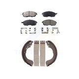Front Rear Semi-Metallic Brake Pads & Drum Shoe Kit For Nissan Sentra Versa Cube