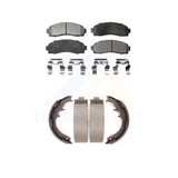 Front Rear Semi-Metallic Brake Pads & Drum Shoes Kit For Ford Ranger Mazda B2300