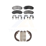 Front Rear Semi-Metallic Brake Pads & Drum Shoe Kit For Ford Explorer Sport Trac