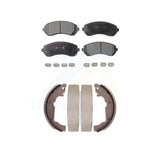 Front Rear Semi-Metallic Brake Pads & Drum Shoes Kit For 2001-2005 Pontiac Aztek