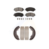 Front Rear Semi-Metallic Brake Pads Drum Shoe Kit For Dodge Grand Caravan Town &