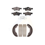Front Rear Semi-Metallic Brake Pads And Drum Shoes Kit For Dodge Chrysler Town &