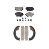 Front Rear Semi-Metallic Brake Pads And Drum Shoes Kit For 2001-2002 Toyota RAV4