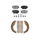 Front Rear Semi-Metallic Brake Pads And Drum Shoes Kit For 2003-2005 Toyota RAV4