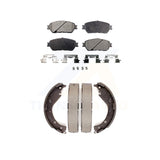 Front Rear Semi-Metallic Brake Pads Drum Shoes Kit For 05-06 Toyota Camry SE/XLE
