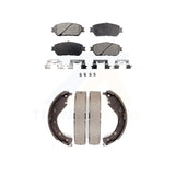 Front Rear Semi-Metallic Brake Pads Drum Shoes Kit For 05-06 Toyota Camry SE/XLE