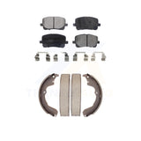Front Rear Semi-Metallic Brake Pads Drum Shoe Kit For Toyota Matrix Pontiac Vibe