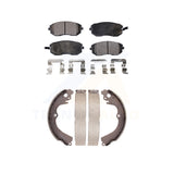 Front Rear Semi-Metallic Brake Pads & Drum Shoes Kit For Subaru Forester Impreza