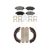 Front Rear Semi-Metallic Brake Pads And Drum Shoes Kit For Honda Civic Fit