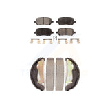 Front Rear Semi-Metallic Brake Pads & Drum Shoe Kit For Chevrolet Cobalt Pontiac