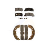 Front Rear Semi-Metallic Brake Pads & Drum Shoes Kit For 14-15 Mitsubishi Mirage