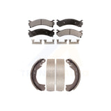 Front Rear Semi-Metallic Brake Pads And Drum Shoes Kit For Cadillac DeVille