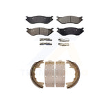 Front Rear Semi-Metallic Brake Pads & Drum Shoes Kit For 2003 Dodge Ram 1500 Van