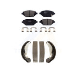 Front Rear Semi-Metallic Brake Pads Drum Shoes Kit For 2016-2021 Chevrolet Spark