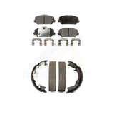 Front Rear Semi-Metallic Brake Pads And Parking Shoe Kit For Kia Forte Koup