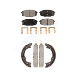 Front Rear Semi-Metallic Brake Pads & Parking Shoes Kit For Hyundai Elantra