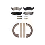 Front Rear Semi-Metallic Brake Pads Parking Shoe Kit For Ford F-150 Lincoln