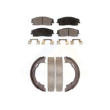 Front Rear Semi-Metallic Brake Pads Parking Shoes Kit For Dodge Charger 300