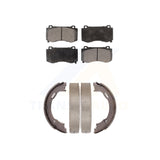 Front Rear Semi-Metallic Brake Pads Parking Shoes Kit For Dodge Charger 300