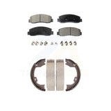 Front Rear Semi-Metallic Brake Pads & Parking Shoe Kit For Ford F-250 Super