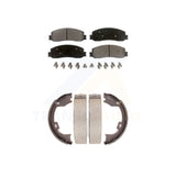 Front Rear Semi-Metallic Brake Pads & Parking Shoe Kit For Ford F-350 Super