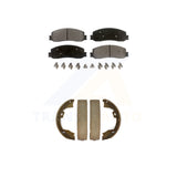 Front Rear Semi-Metallic Brake Pads & Parking Shoe Kit For Ford F-250 Super