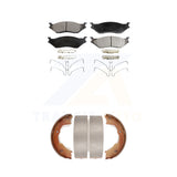 Front Rear Semi-Metallic Brake Pads & Parking Shoe Kit For Ford F-450 Super