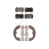 Front Rear Semi-Metallic Brake Pads & Parking Shoes Kit For Nissan 350Z G35