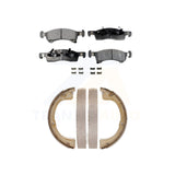 Front Rear Semi-Metallic Brake Pads & Parking Shoes Kit For Ford Expedition